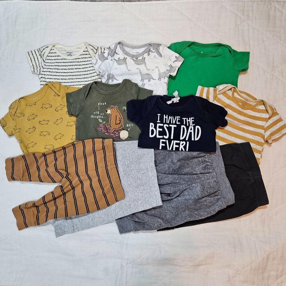 Baby Boy‎ Bodysuits Onesies & Pants Lot 11 Piece Gerber & Carters 3-6 Month
